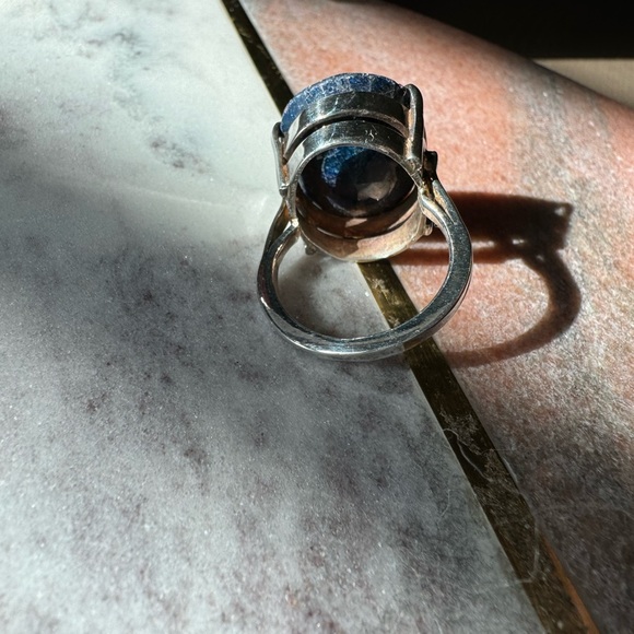Raw sapphire ring amazing!~ real silver ring heavy excellent quality size 8 - Picture 9 of 16